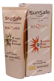 ضد آفتاب پودری و پرایمری SPF50 بژ طلایی سان سیف