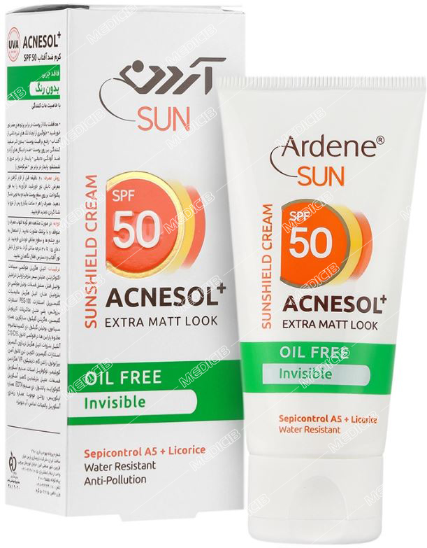 کرم ضد آفتاب آکنه سول پلاس SPF50 بی رنگ آردن سان