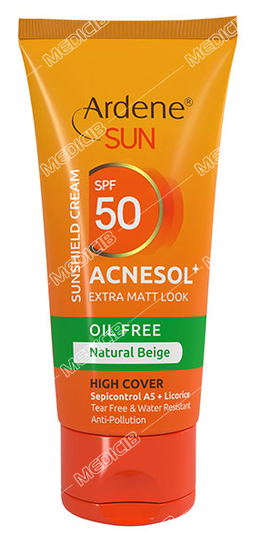 کرم ضد آفتاب آکنه سول پلاس SPF50 بژ طبیعی آردن سان