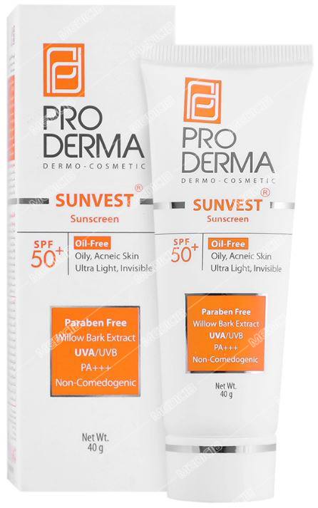 کرم ضد آفتاب فاقد چربی SPF50 بدون رنگ پرودرما