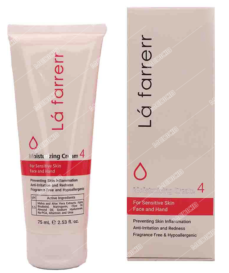 کرم مرطوب کننده و آبرسان مخصوص پوست های حساس لافارر 4