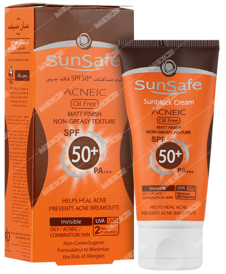کرم ضد آفتاب فاقد چربی SPF50 بی رنگ سان سیف