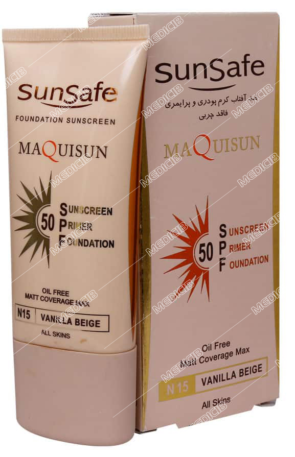 ضد آفتاب پودری و پرایمری SPF50 بژ وانیلی سان سیف
